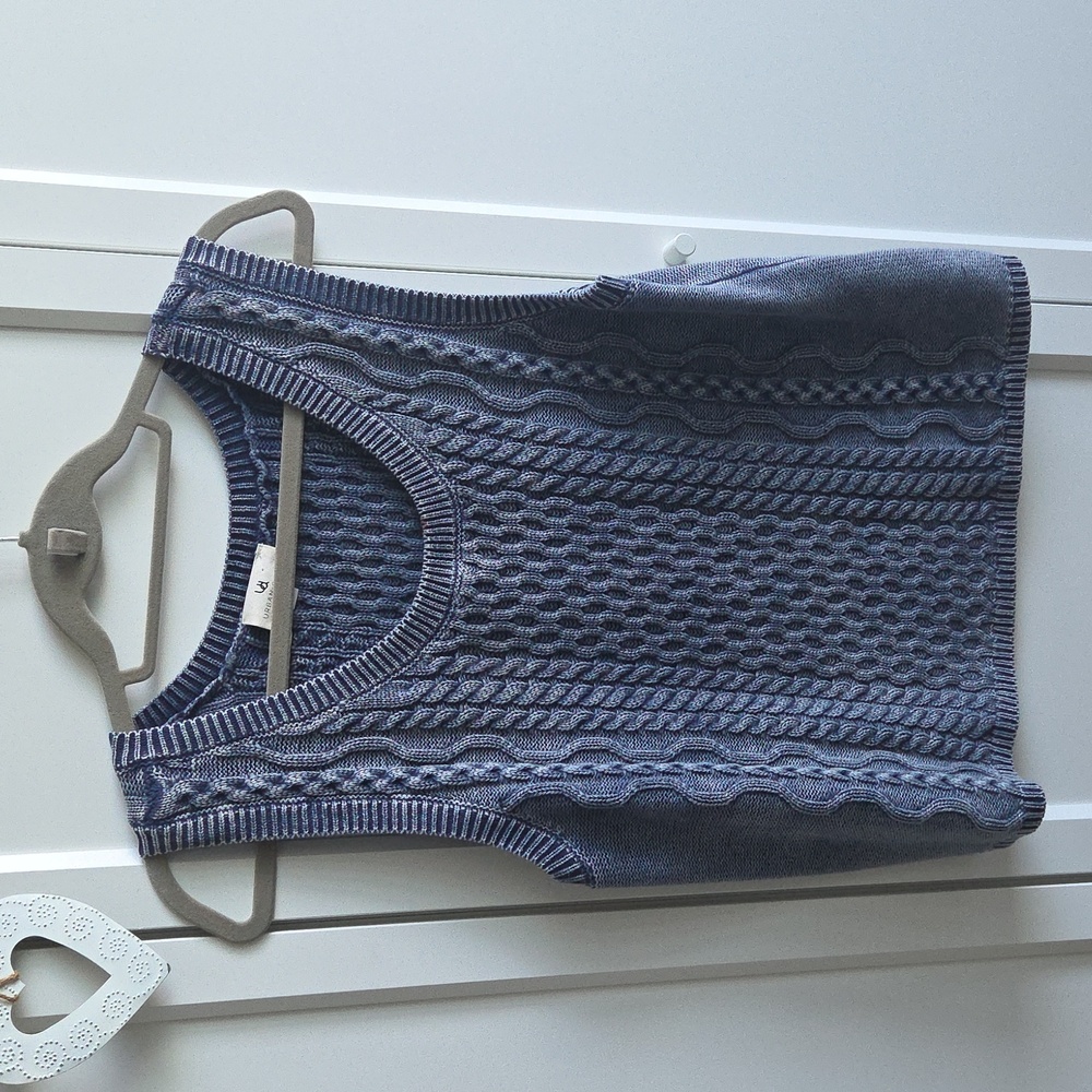 Blue Cable Knit Sleeveless Top